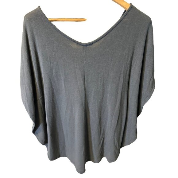 Logix Grey Half Sleeve Wide Neck Draped Tunic Top SZ Petite Small - Picture 2 of 9
